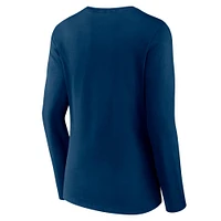 Women's Fanatics Navy Houston Texans Hometown Sweep Long Sleeve V-Neck T-Shirt