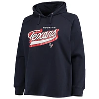 Women's Fanatics Navy Houston Texans Plus First Contact Raglan Pullover Hoodie