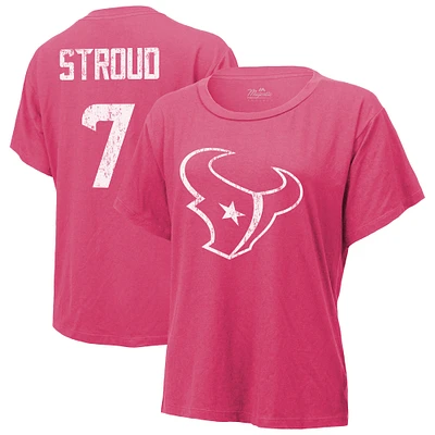 T-shirt pour femme Majestic Threads C.J. Stroud Pink Houston Texans avec nom et numéro