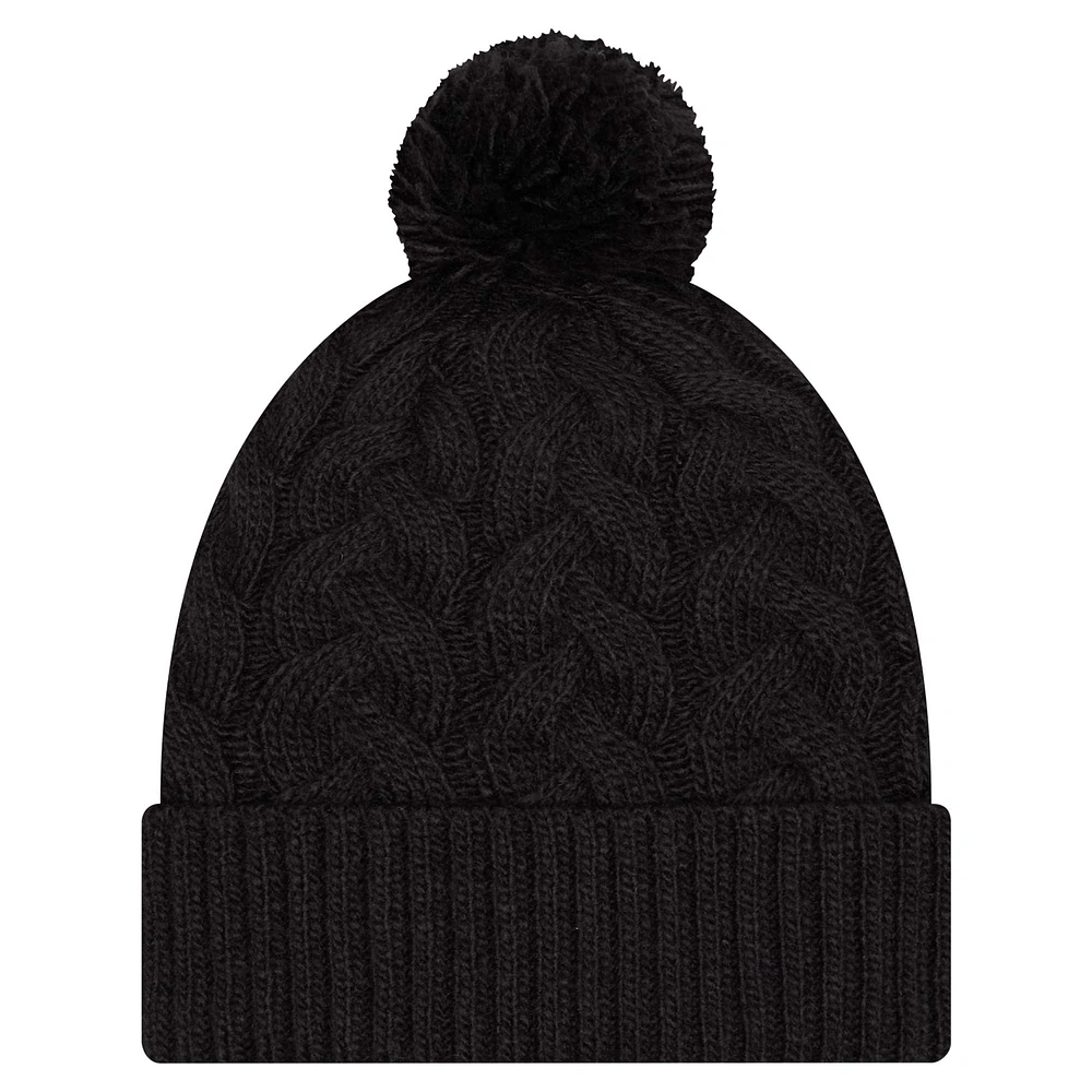 Women's New Era  Black Houston Texans Cable Cuffed Knit Hat with Pom