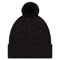 Women's New Era  Black Houston Texans Cable Cuffed Knit Hat with Pom