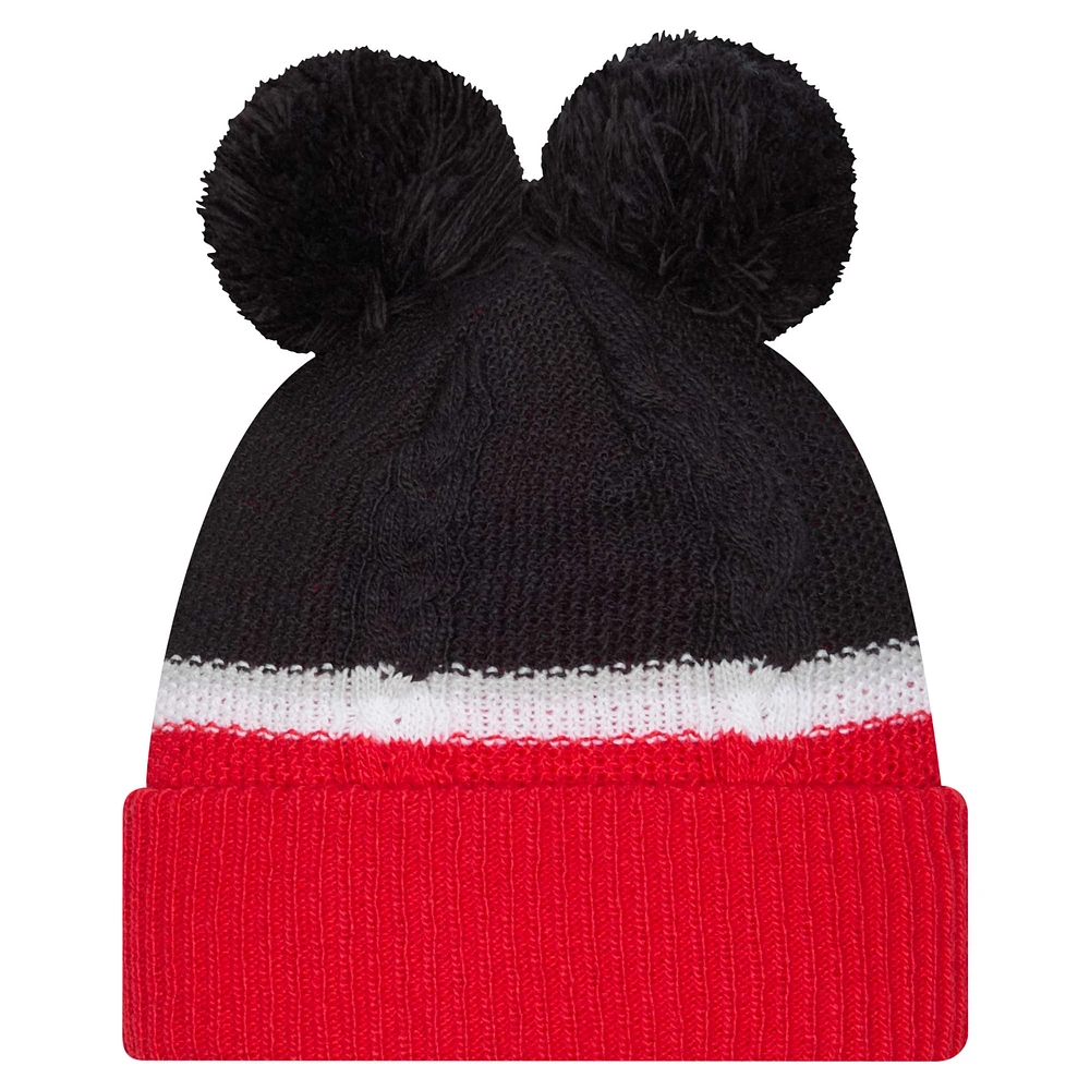 Women's New Era  Navy Houston Texans Double Bubble Cuffed Knit Hat with Poms
