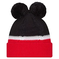 Women's New Era  Navy Houston Texans Double Bubble Cuffed Knit Hat with Poms