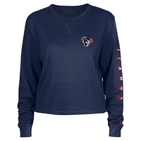 Women's New Era  Navy Houston Texans Thermal Crop Long Sleeve T-Shirt