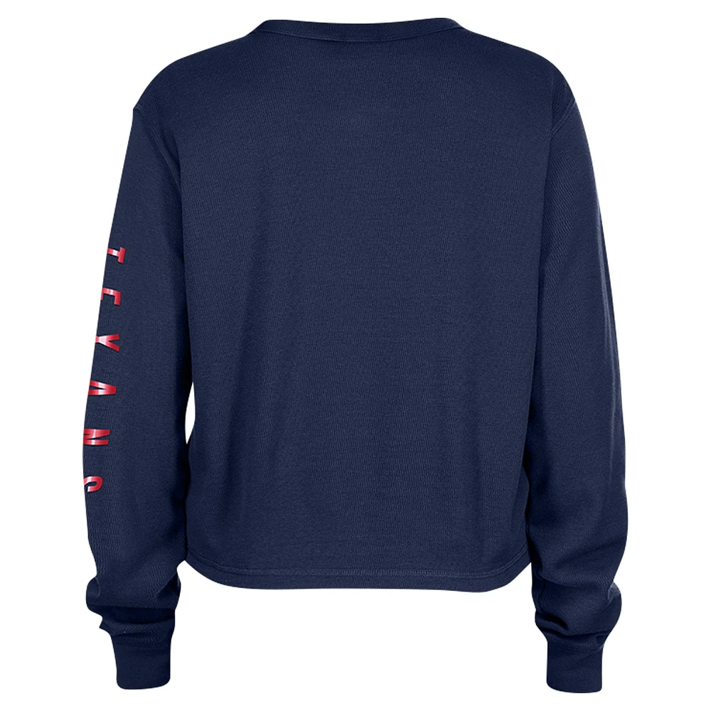 Women's New Era  Navy Houston Texans Thermal Crop Long Sleeve T-Shirt