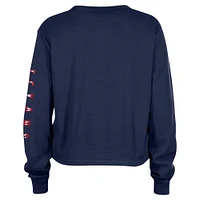 Women's New Era  Navy Houston Texans Thermal Crop Long Sleeve T-Shirt