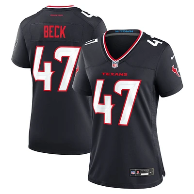Maillot de match Nike Andrew Beck bleu marine pour femme des Houston Texans