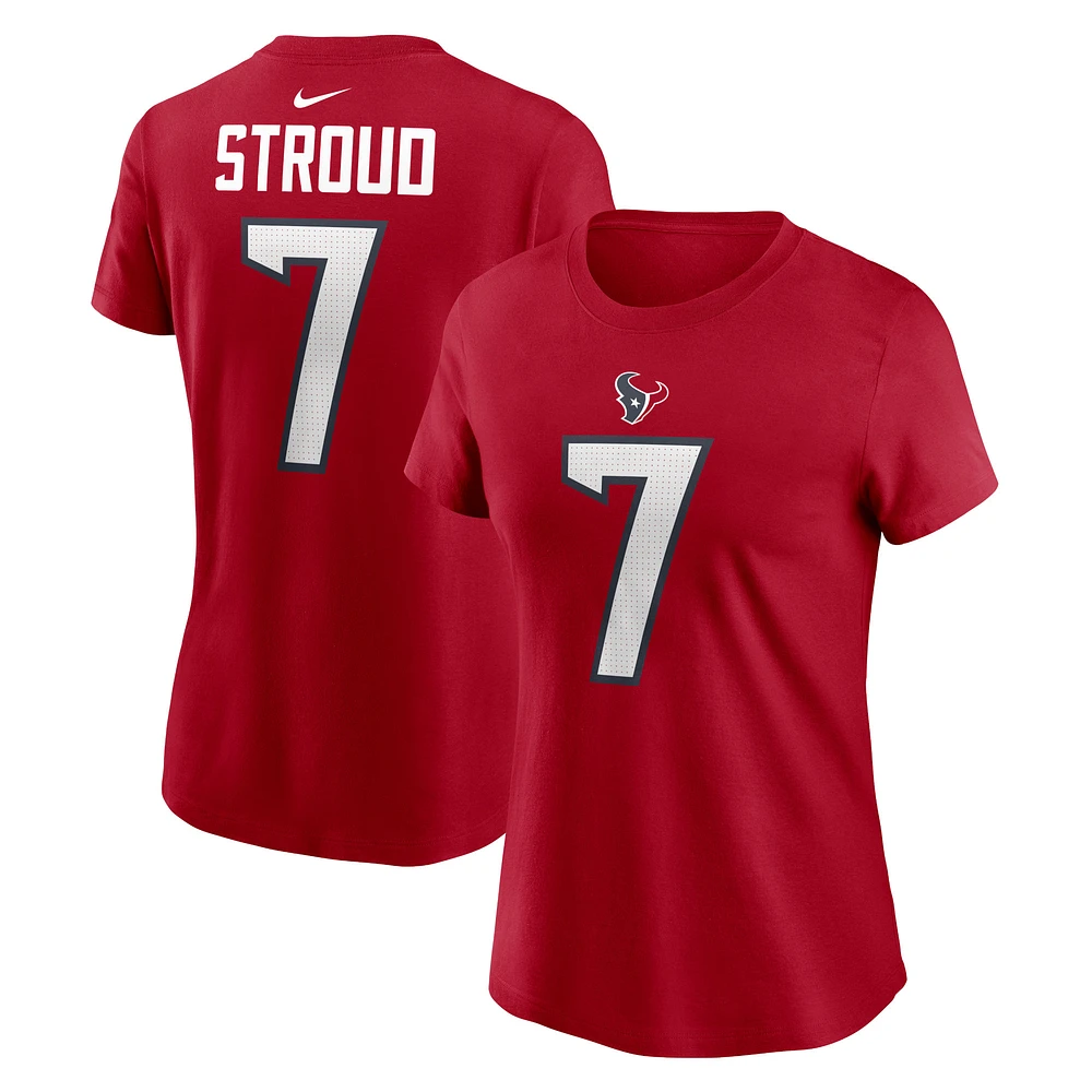 T-shirt Nike C.J. Stroud pour femme avec nom et numéro de joueur des Houston Texans, rouge