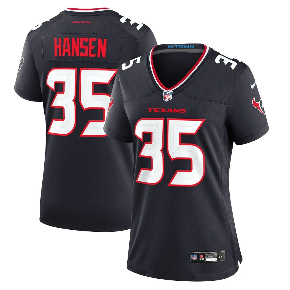 Maillot de match l'équipe Nike des Houston Texans Jake Hansen pour femme, bleu marine