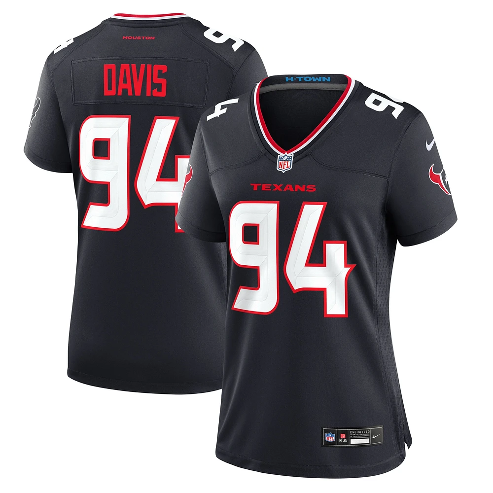 Maillot Nike Khalil Davis pour femme, bleu marine, Houston Texans Team Game