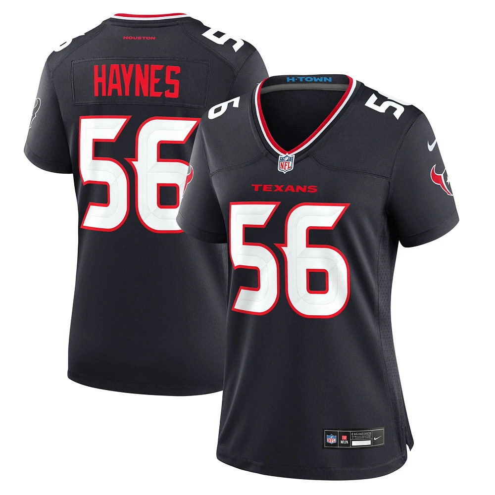 Maillot Nike Marcus Haynes pour femme, bleu marine, Houston Texans Team Game