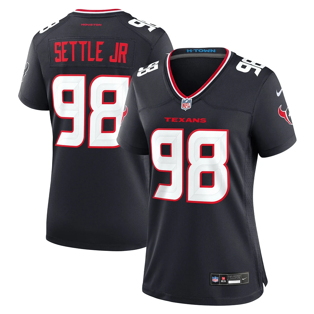 Maillot de match Nike Tim Settle Jr. bleu marine pour femme des Houston Texans