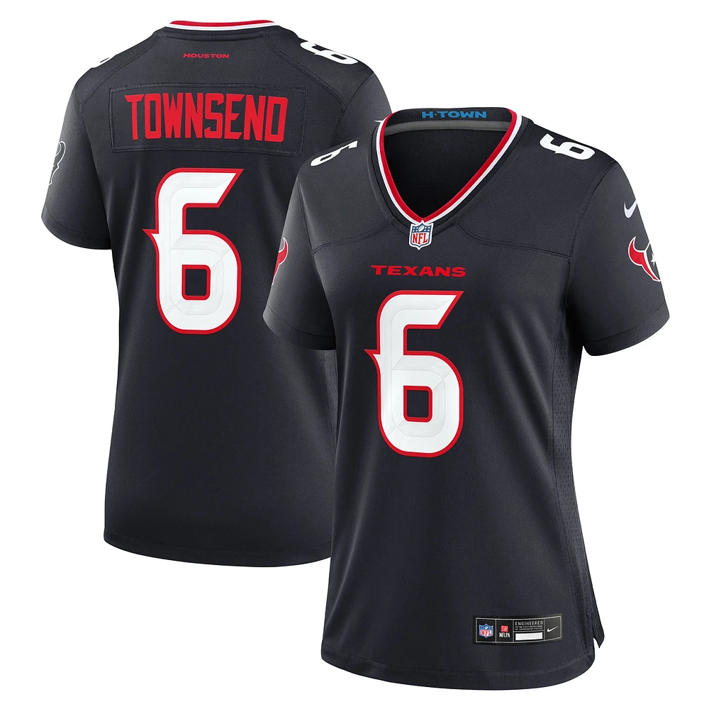 Maillot de match Nike Tommy Townsend bleu marine des Houston Texans pour femme