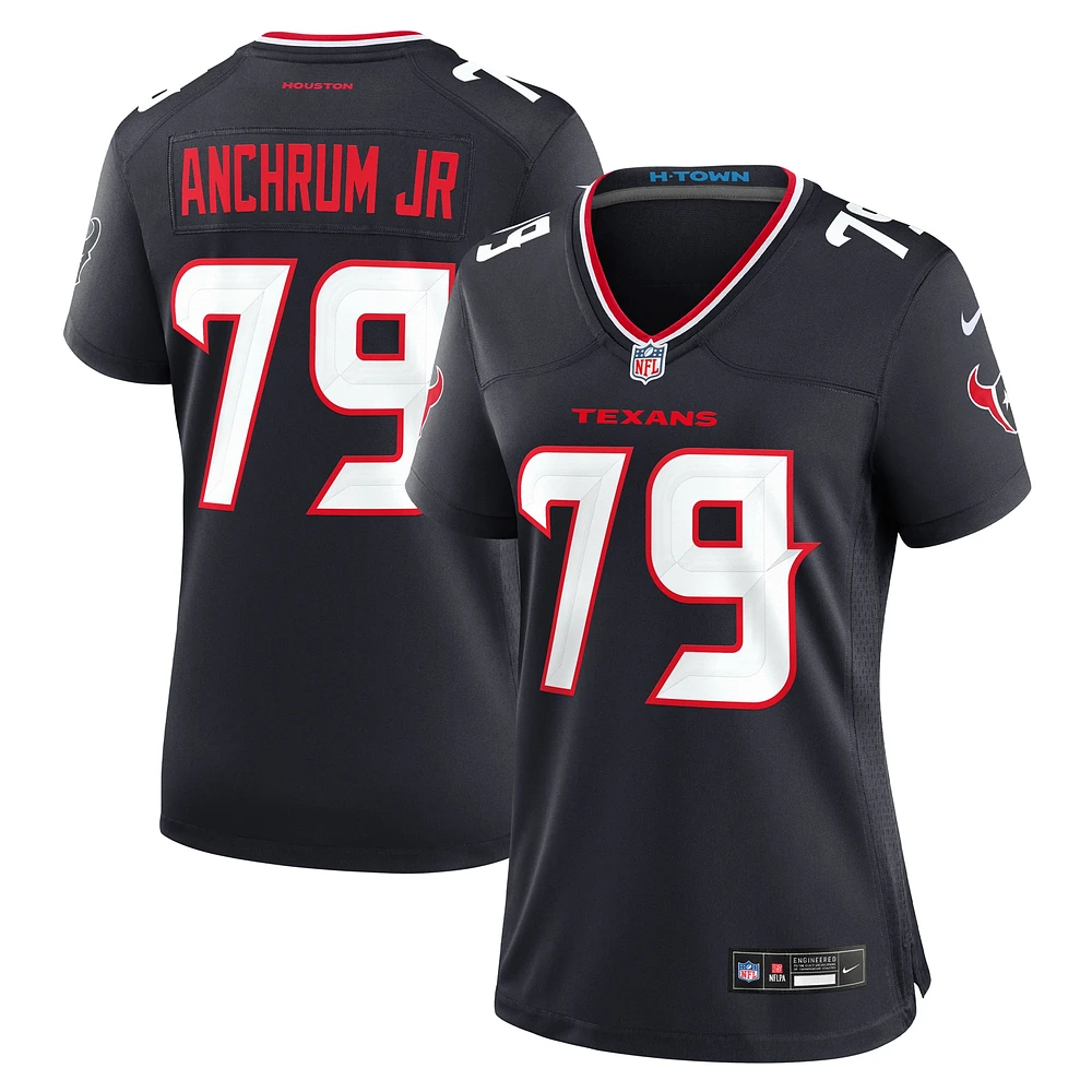 Maillot de match Nike Tremayne Anchrum Jr. bleu marine pour femme des Houston Texans