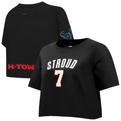 T-shirt court et boxy noir Pro Standard C.J. Stroud pour femme avec nom numéro de joueur des Houston Texans