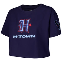 Women's Pro Standard Navy Houston Texans H-Town Cropped Boxy T-Shirt