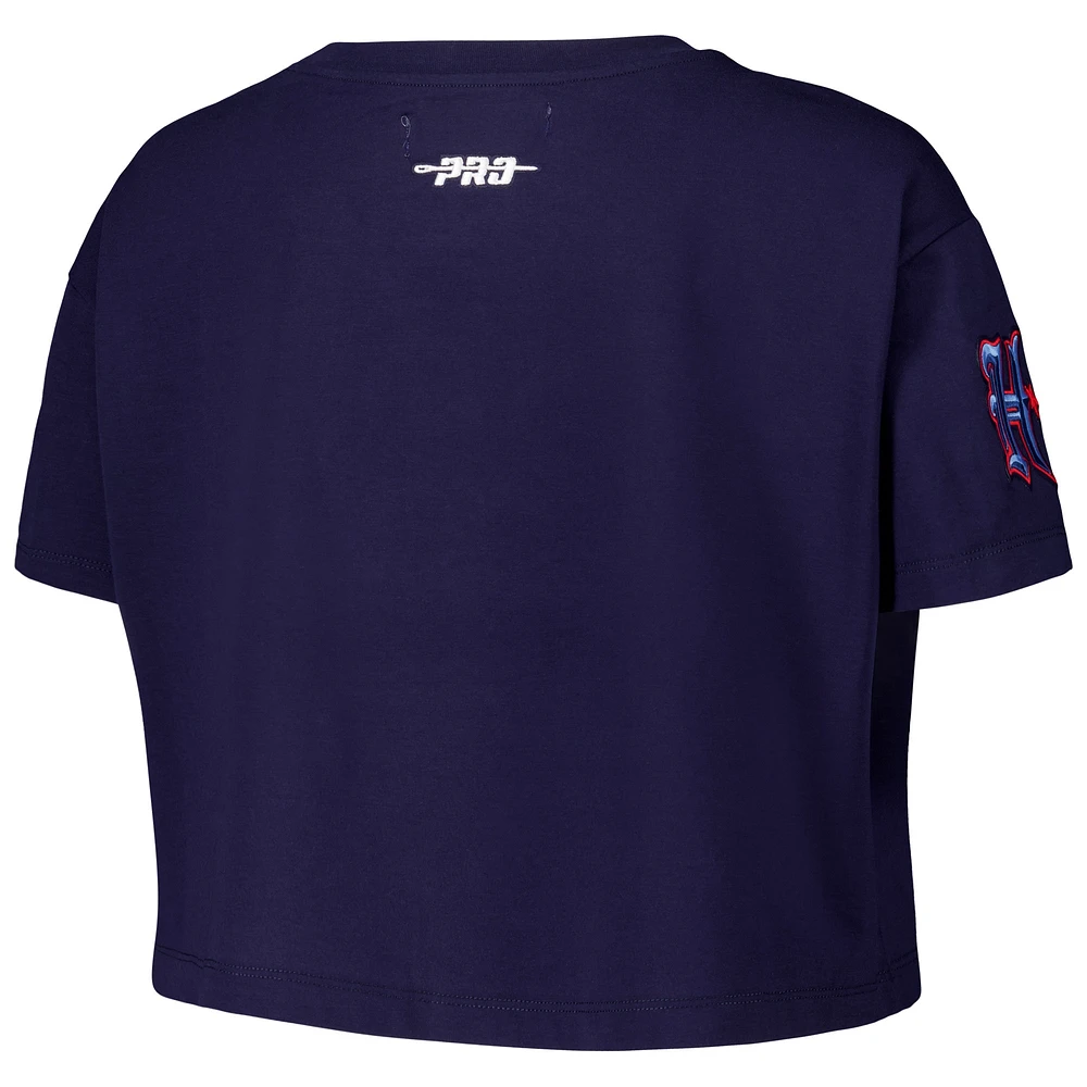 Women's Pro Standard Navy Houston Texans H-Town Cropped Boxy T-Shirt
