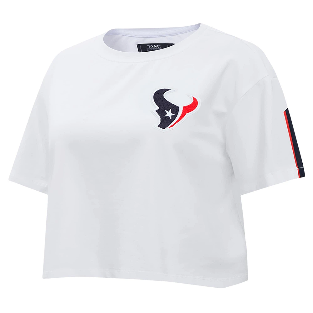 Women's Pro Standard White Houston Texans Away Cropped Boxy T-Shirt