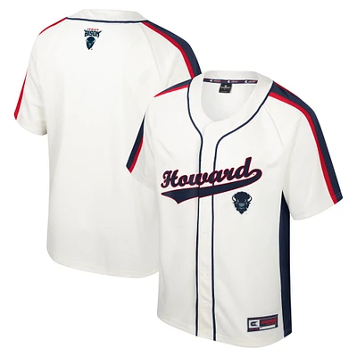 Men's Colosseum Cream Howard Bison Ruth Button-Up Baseball Jersey