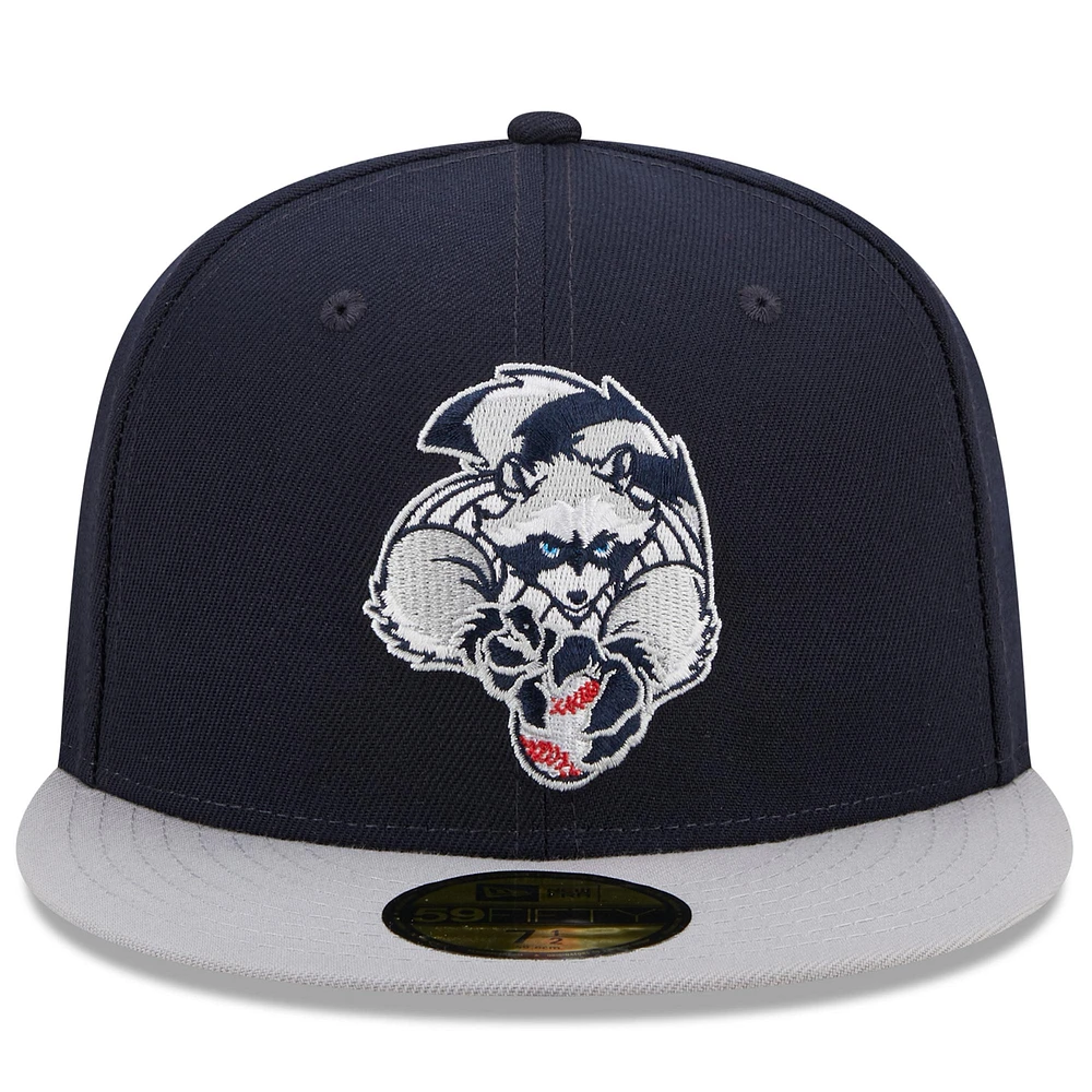 Casquette ajustée 59FIFTY Marvel x Minor League Hudson Valley Renegades New Era pour homme, bleu marine/gris