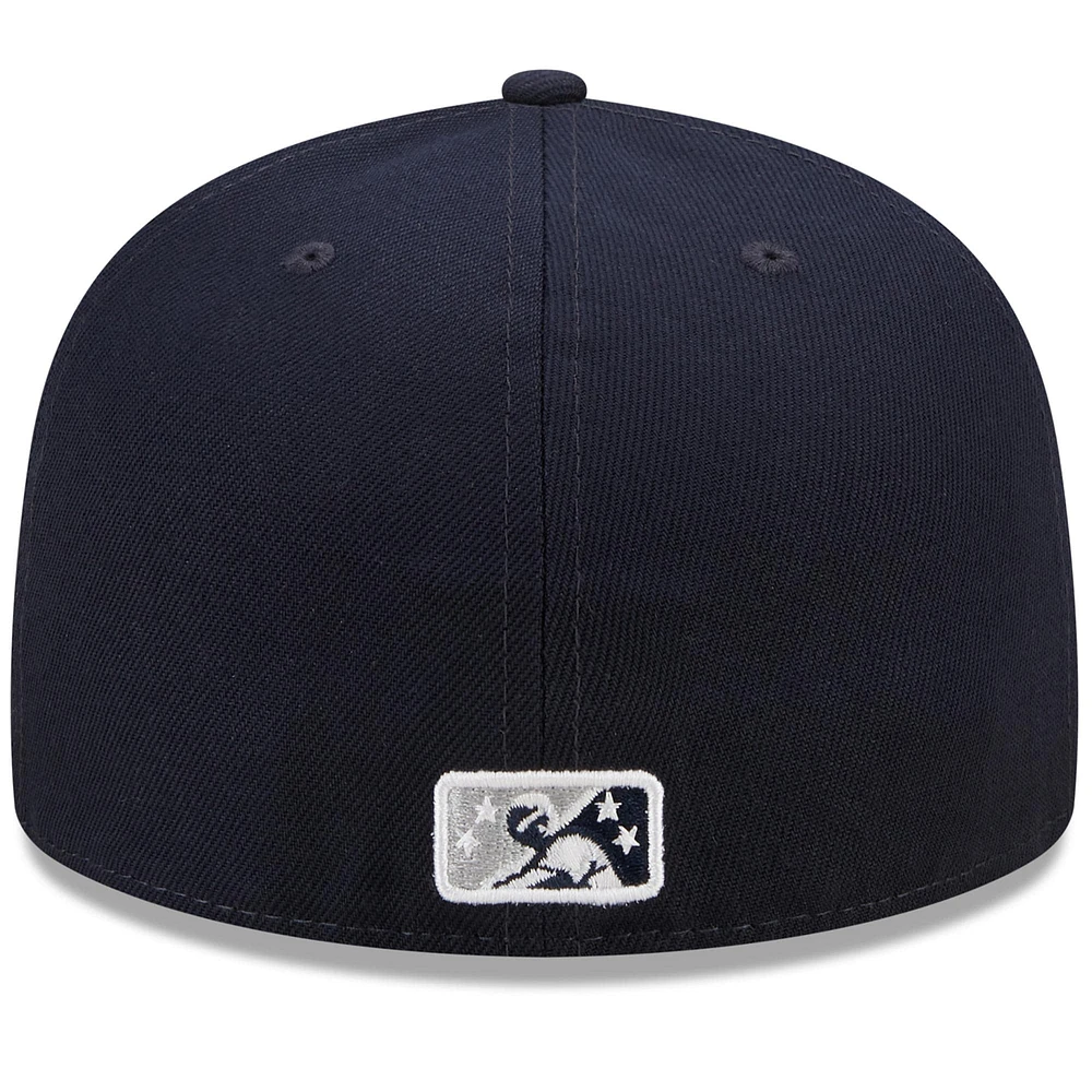 Casquette ajustée 59FIFTY Marvel x Minor League Hudson Valley Renegades New Era pour homme, bleu marine/gris
