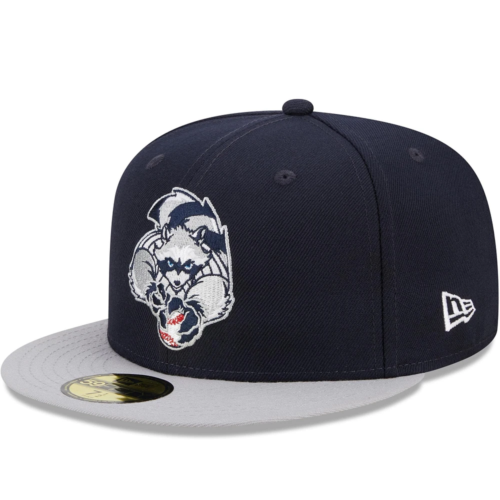 Casquette ajustée 59FIFTY Marvel x Minor League Hudson Valley Renegades New Era pour homme, bleu marine/gris