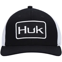Men's Huk Black Solid Trucker Flex Hat