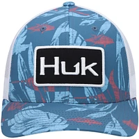 Men's Huk Blue Ocean Palm Trucker Logo Snapback Hat