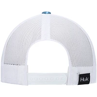 Men's Huk Blue Ocean Palm Trucker Logo Snapback Hat