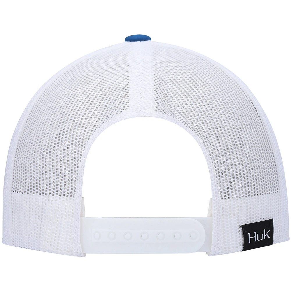 Men's Huk Blue Ocean Palm Trucker Snapback Hat