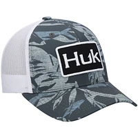 Men's Huk Graphite Ocean Palm Trucker Snapback Hat