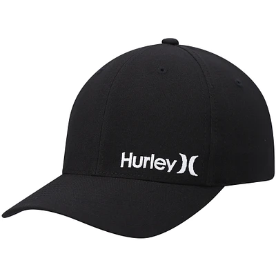 Men's Hurley Black Corp Textured Tri-Blend Flex Fit Hat