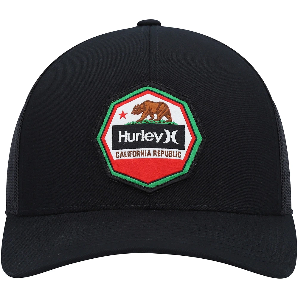 Men's Hurley Black Ultra Destination California Republic Trucker Snapback Hat