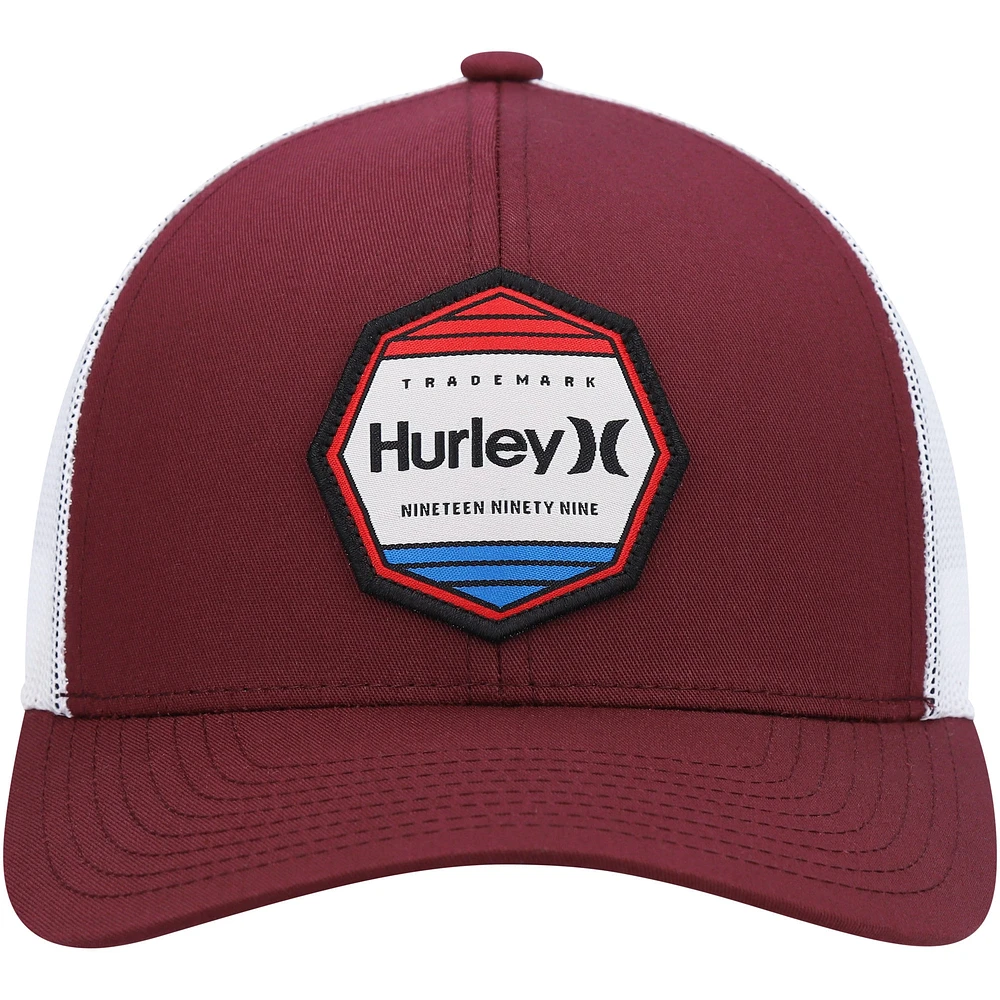 Men's Hurley Burgundy/White Pacific Patch Trucker Snapback Hat