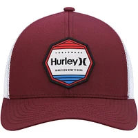 Men's Hurley Burgundy/White Pacific Patch Trucker Snapback Hat
