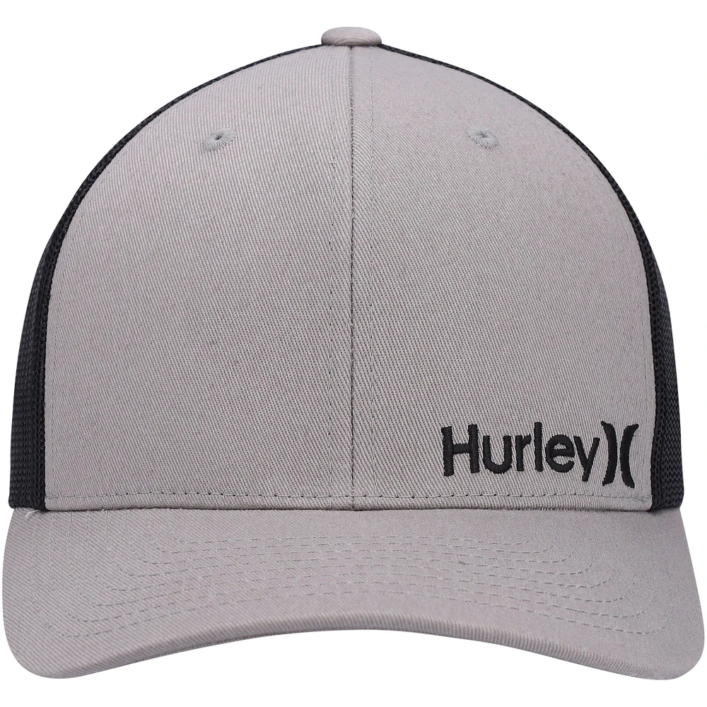 Men's Hurley Gray Logo Corp Staple Trucker Snapback Hat