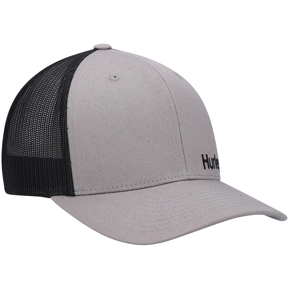 Men's Hurley Gray Logo Corp Staple Trucker Snapback Hat