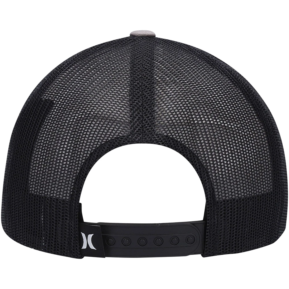 Men's Hurley Gray Logo Corp Staple Trucker Snapback Hat