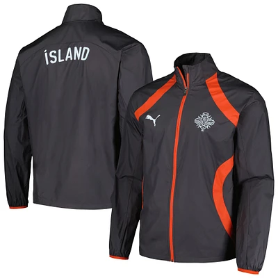 Veste à capuche entièrement zippée d'avant-match Puma Charcoal d'Islande pour hommes 2024