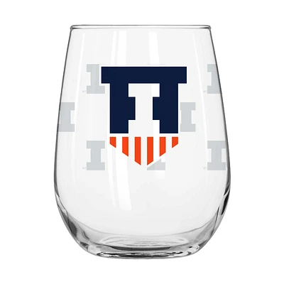 Verre à boisson incurvé avec logo gravé satiné Illinois Fighting Illini de 16 oz