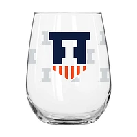 Verre à boisson incurvé avec logo gravé satiné Illinois Fighting Illini de 16 oz