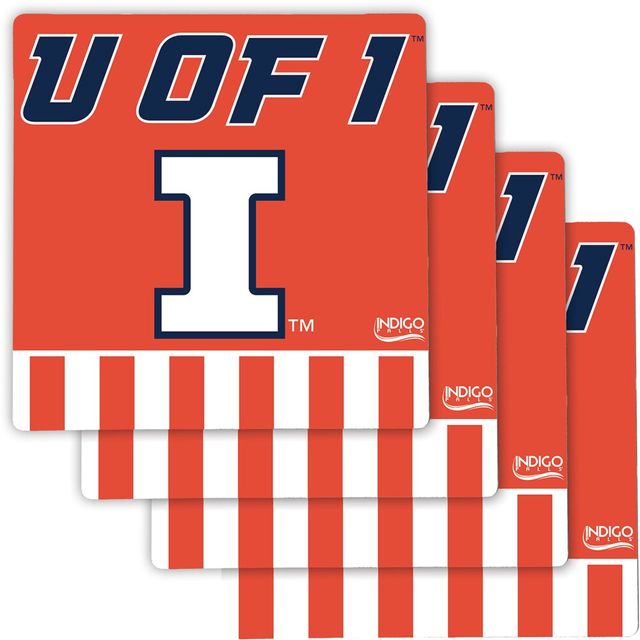 Ensemble de quatre sous-verres spécialisés Illinois Fighting Illini