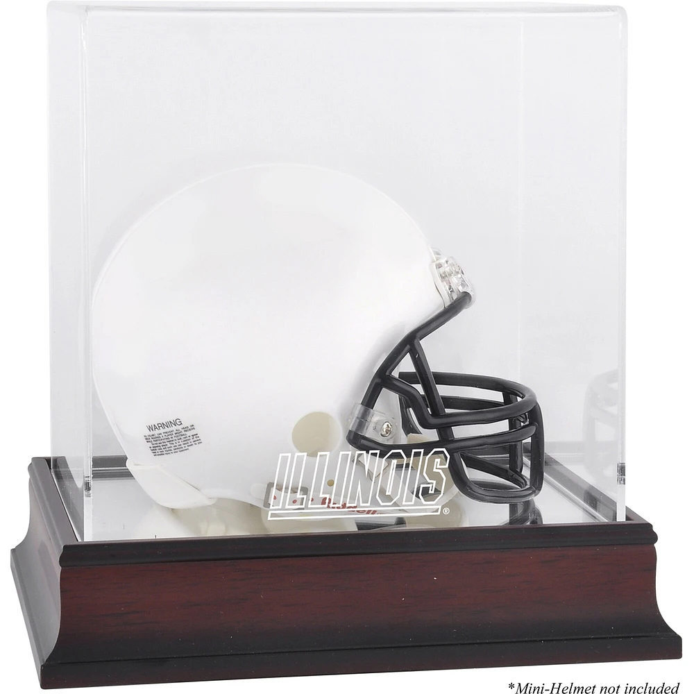 Vitrine de mini casque Illinois Fighting Illini en acajou avec dos miroir