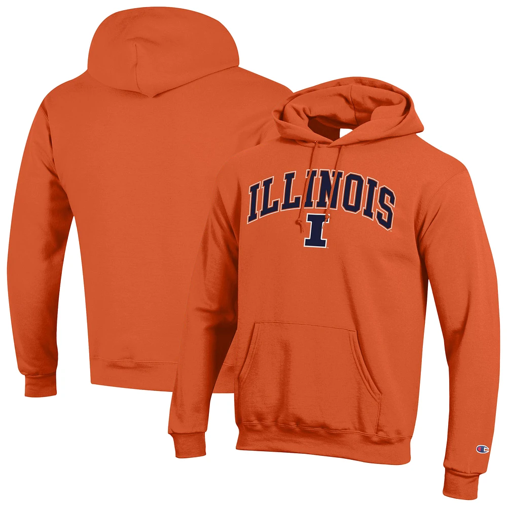 Men's Champion  Orange Illinois Fighting Illini Arched Logo Fleece Pullover Hoodie
