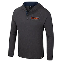 Men's Colosseum  Charcoal Illinois Fighting Illini Dujour Ralgan Long Sleeve Henley Hoodie T-Shirt