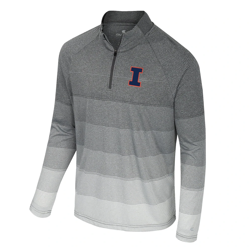 Men's Colosseum  Gray Illinois Fighting Illini AI Striped Mesh Quarter-Zip Raglan Windshirt