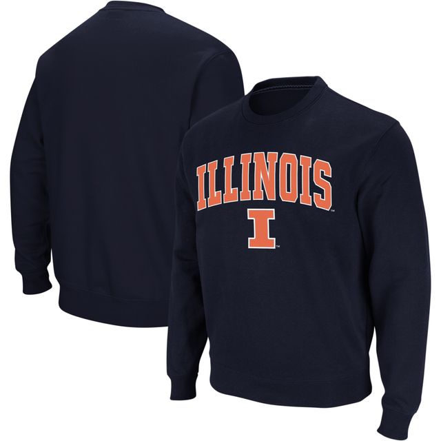 Colosseum Navy Illinois Fighting Illini Arch & Logo Crew Neck Sweat-shirt pour homme