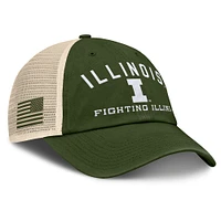 Men's Fanatics Olive Illinois Fighting Illini OHT Military Appreciation Frontier Trucker Adjustable Hat