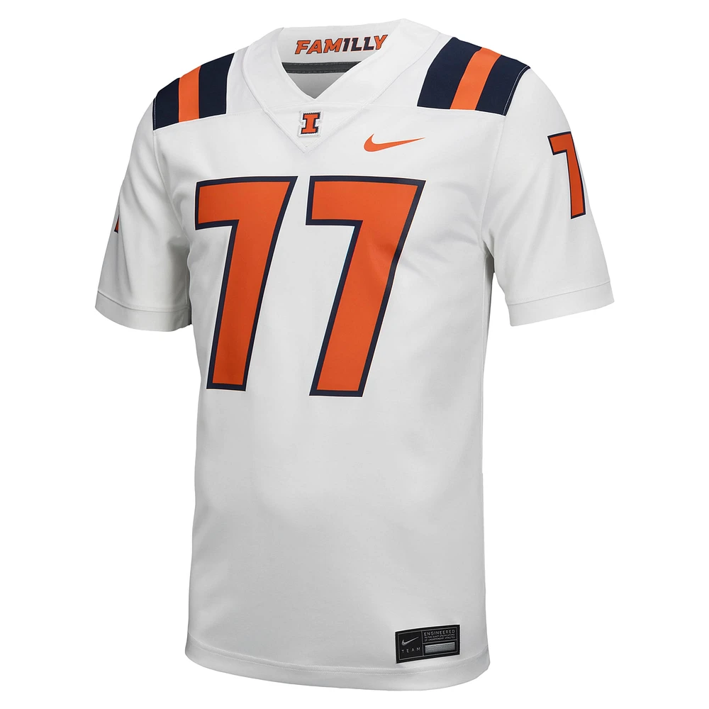 Men's Nike #77 White Illinois Fighting Illini Untouchable Football Jersey