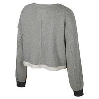 Women's Colosseum Charcoal Illinois Fighting Illini Magnum Scoop Neck Cropped Pullover Sweatshirt